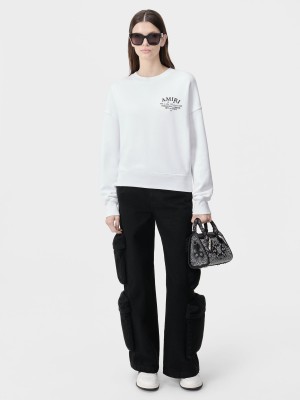 Amiri Arts District Crew Women Sweatshirts White | NGRXSZE-60