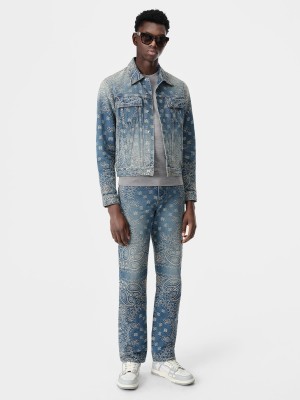 Amiri Bandana Jacquard Straight Jean Men Denim Dark Indigo | SRYUBZX-90