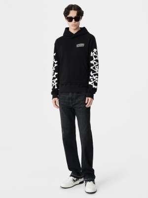 Amiri Bones Stacked Hoodie Men Sweatshirts Black | OPARIVB-61