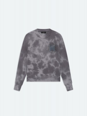 Amiri Crystal Crewneck- Faded Black Men Sweatshirts Black | GJZBLHI-08