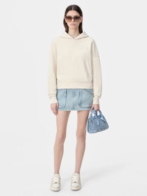 Amiri Embroidered Hoodie Women Sweatshirts Alabaster | UKBMSZF-10