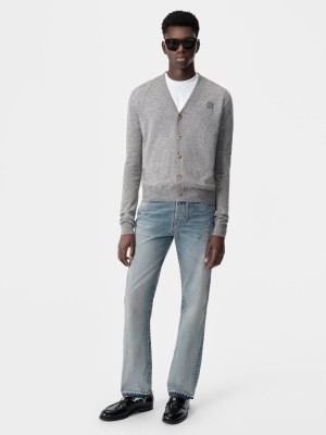 Amiri Ma Cardigan Men Knitwear Grey | PSIDQZC-81