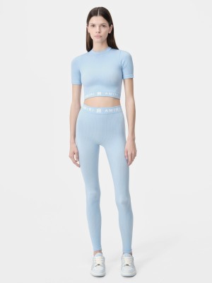 Amiri Ma Ribbed Seamless Legging Women Activewear Cerulean | DLTXUSQ-59