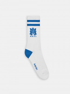 Amiri Ma Stripe Socks Men Socks White Blue | JWMZFBV-04