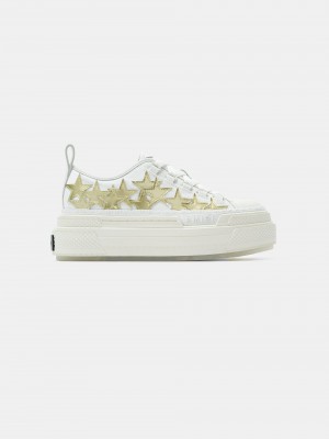 Amiri Metallic Platform Stars Court Women Sneakers White Gold | GTAEOHZ-27