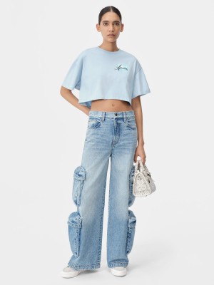 Amiri Paradise Airbrush Tee Women T Shirts Cerulean | WFUYTRQ-96