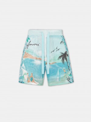 Amiri Paradise Crochet Short Men Shorts Cerulean | KVEXMYG-96