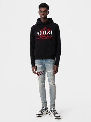 Amiri Poison Hoodie Men Sweatshirts Black Red | QMFUZAB-36