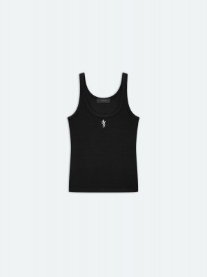 Amiri Rib Tank Women T Shirts Black | KLXVRFD-02