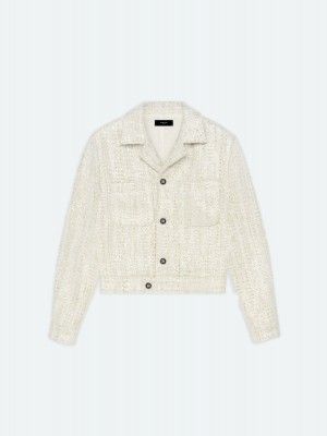 Amiri Sequin Boucle Shirt Jacket Men Outerwear Alabaster | WIHRLNP-67