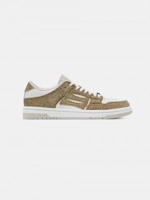 Amiri Shimmer Skel-top Low Women Sneakers White Gold | ZOLEIDA-83