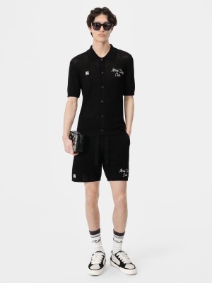 Amiri Surf Club Crotchet Polo Men Shirts Black | UCAOQTL-02