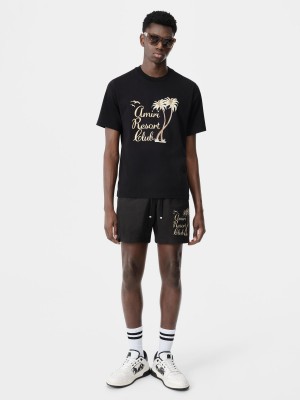 Amiri Twisted Palms Swim Trunk Men Shorts Black | JVGYMQT-71