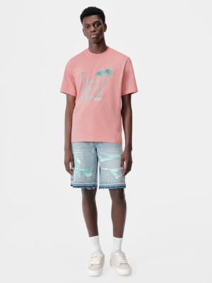 Amiri Twisted Palms Tee Men T Shirts Pink | XNFRQYV-10