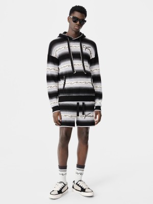 Amiri Wave Baja Stripe Short Men Knitwear Black | PWSNYGU-70