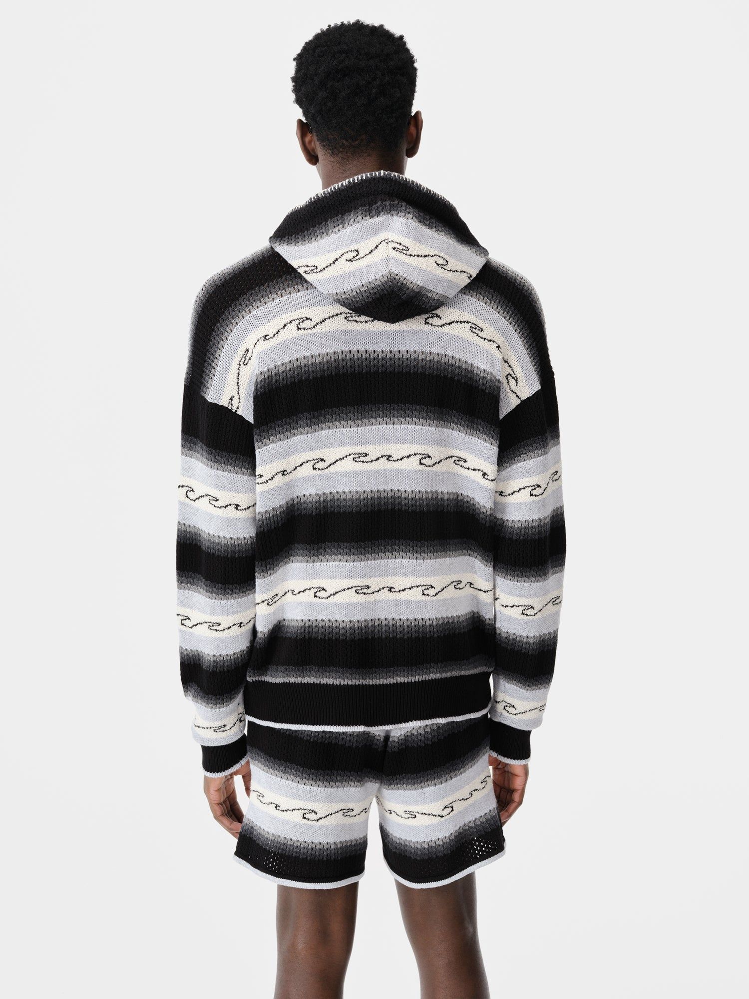 Amiri Amri Wave Baja Stripe Hoodie Men Knitwear Black | NWRICOG-50