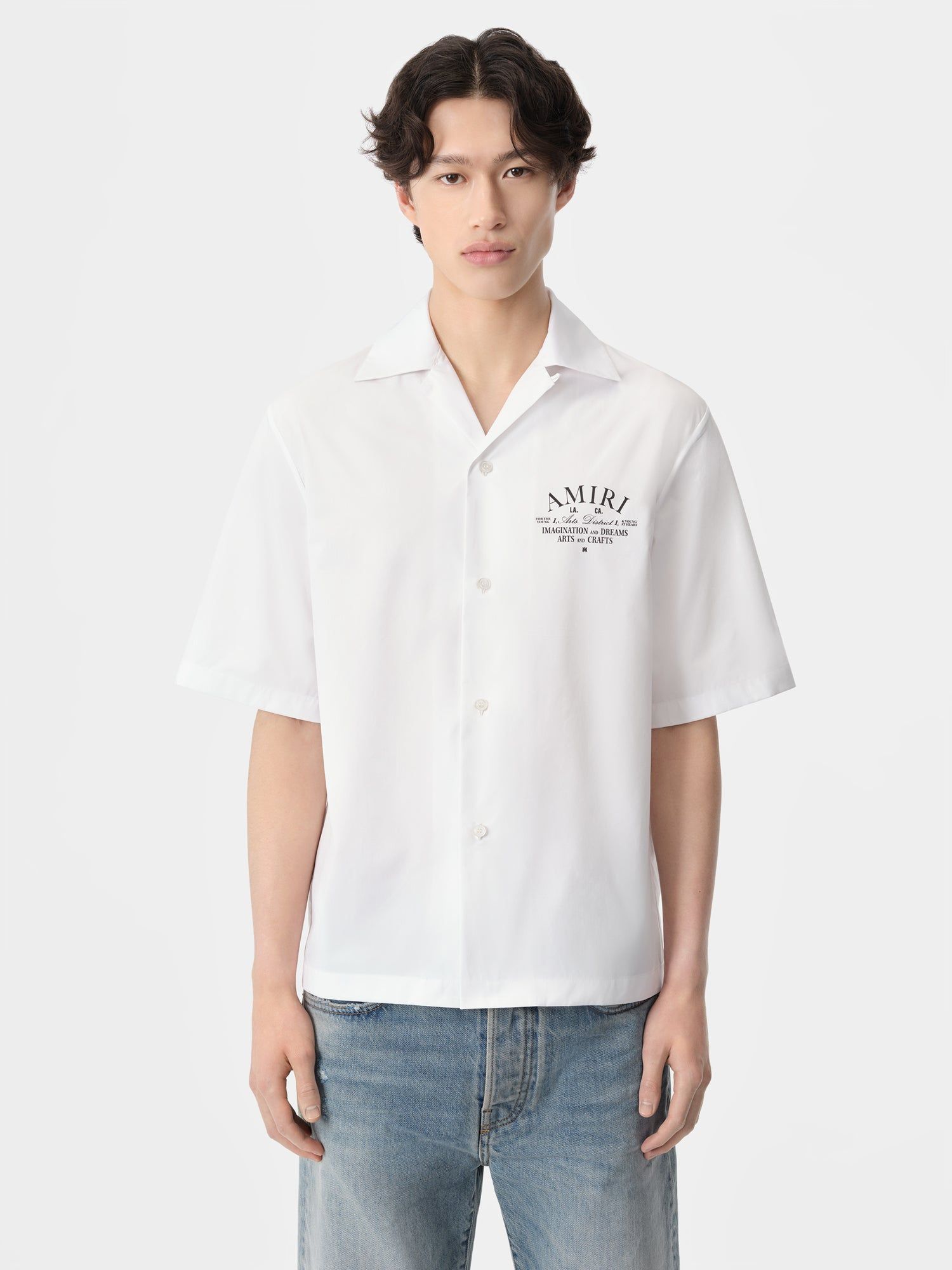 Amiri Arts District Camp Shirt Men Shirts White | JCFVRYD-95