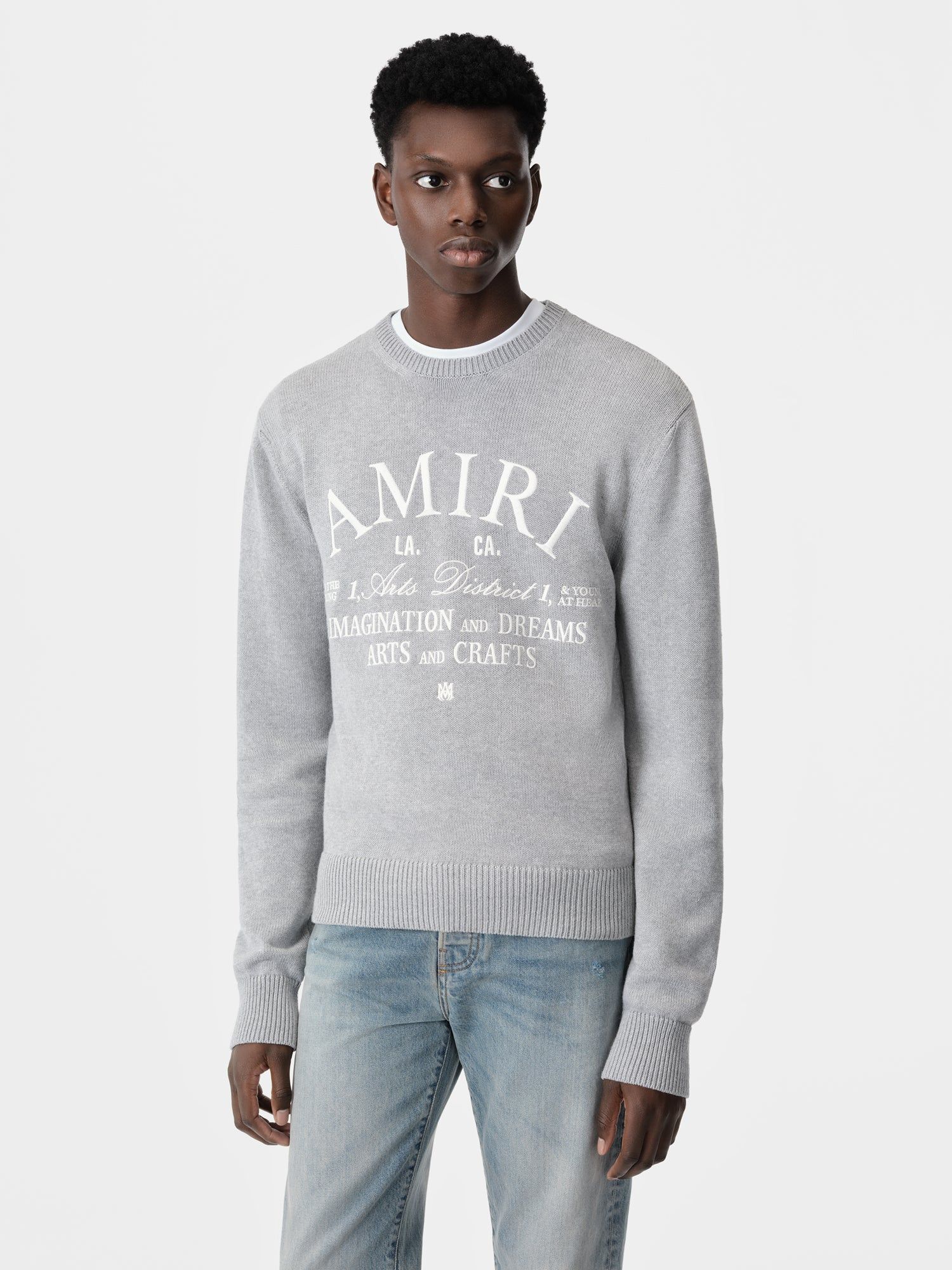 Amiri Arts District Crew Men Knitwear Grey | BVRPDCO-68