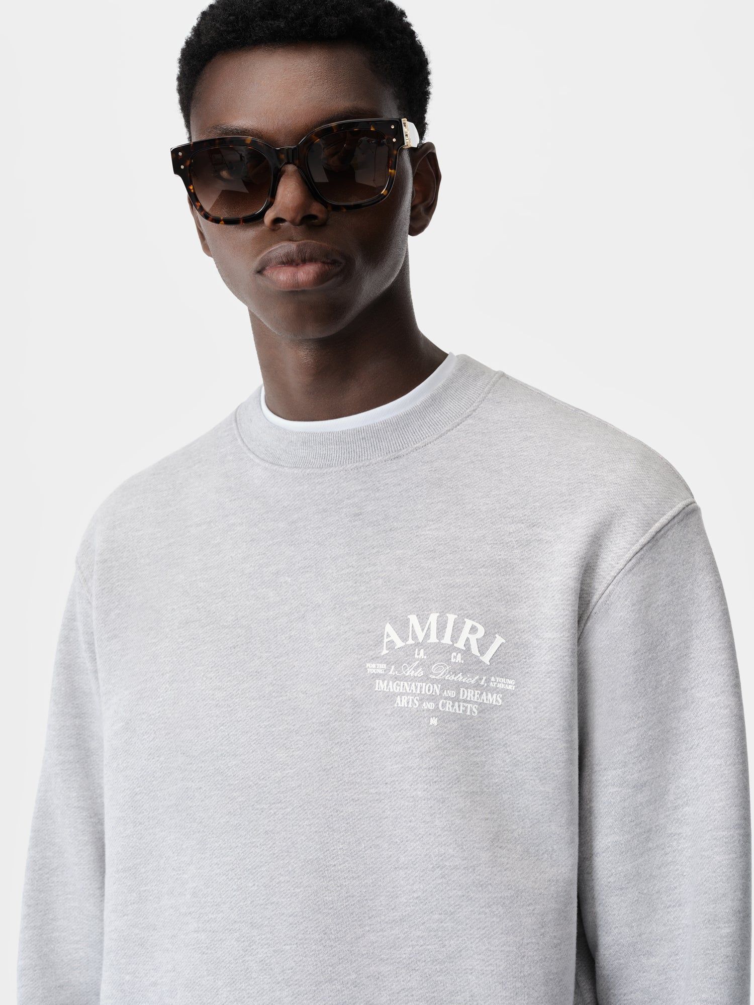 Amiri Arts District Crew Men Sweatshirts Grey | IFKRQAZ-23