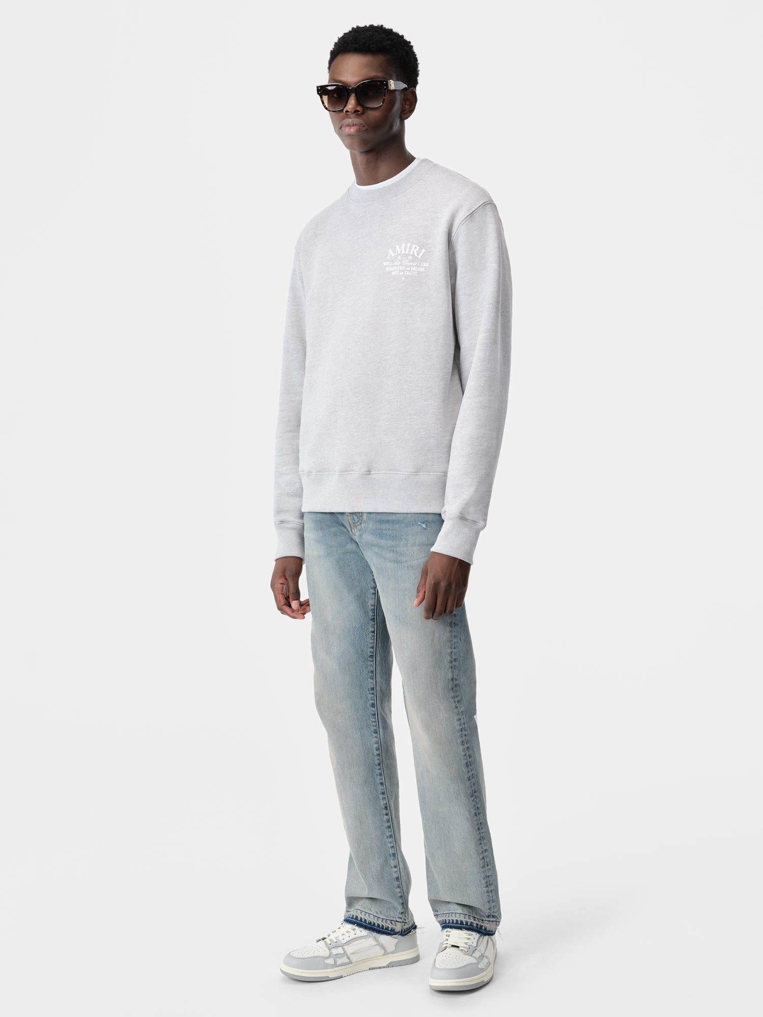Amiri Arts District Crew Men Sweatshirts Grey | IFKRQAZ-23