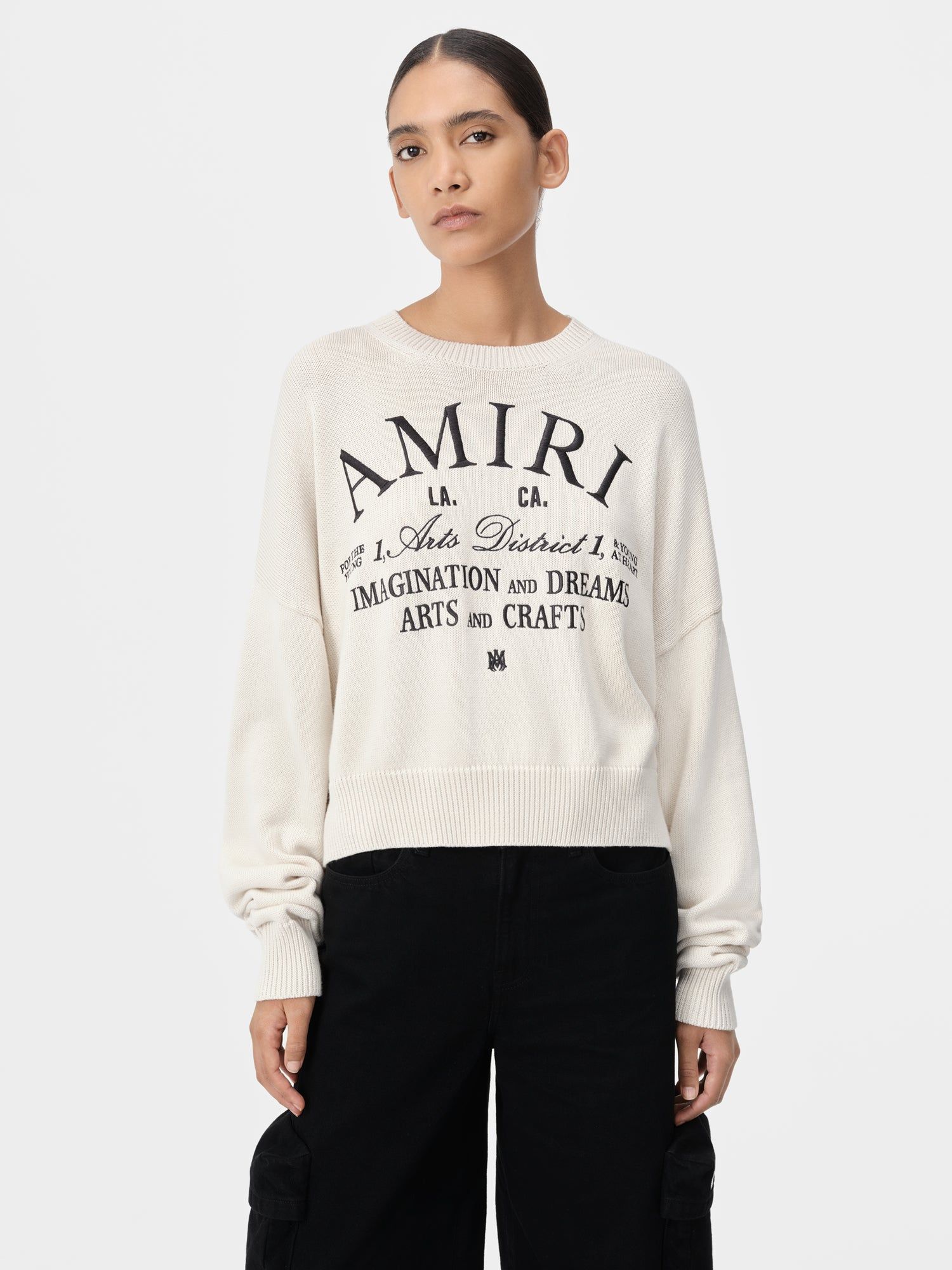 Amiri Arts District Crew Women Knitwear White | MRGBNWO-26