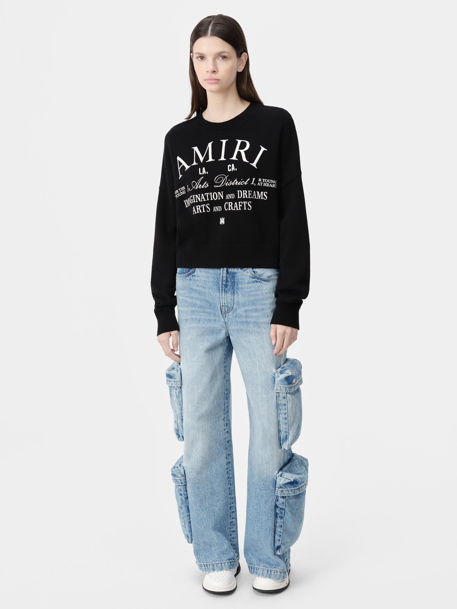 Amiri Arts District Crew Women Knitwear Black | TRUJGXV-20
