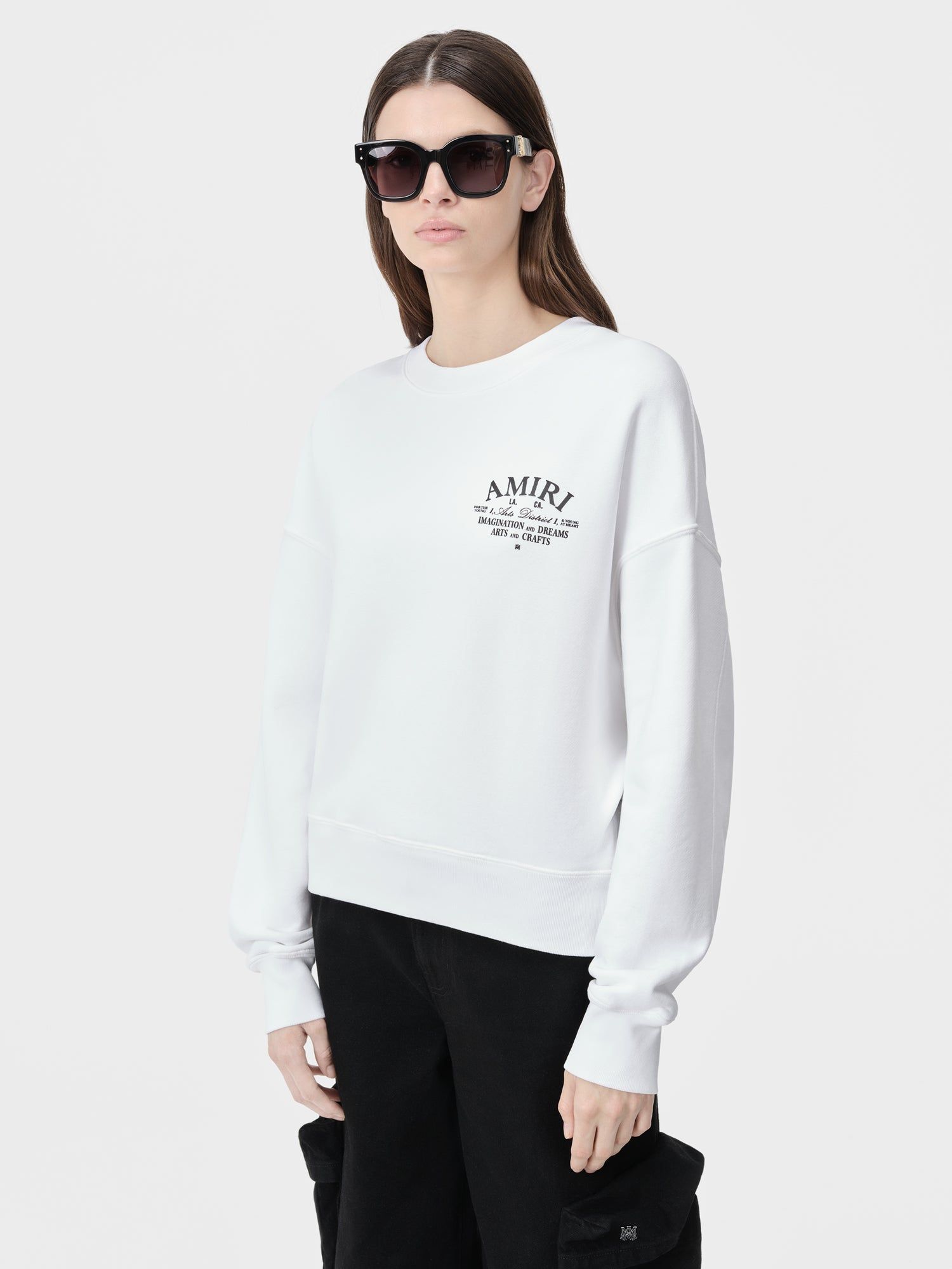 Amiri Arts District Crew Women Sweatshirts White | NGRXSZE-60