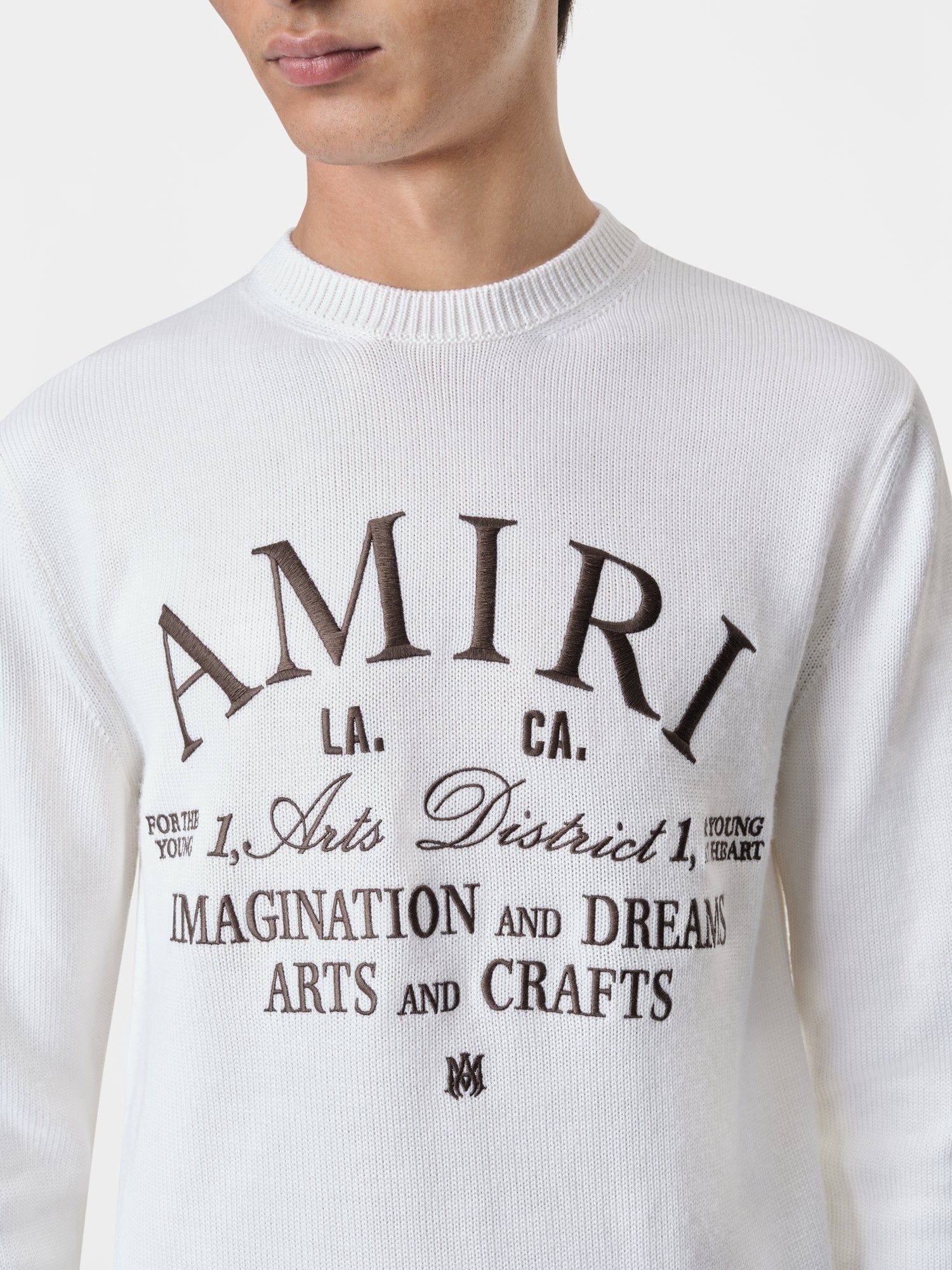 Amiri Arts District Crewneck Men Knitwear Alabaster | HCWDAEF-14