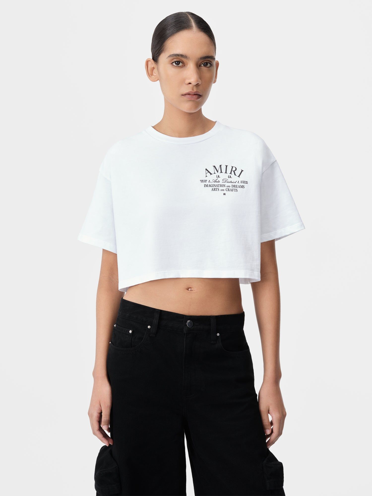 Amiri Arts District Cropped Tee Women T Shirts White | BLGDYFN-08