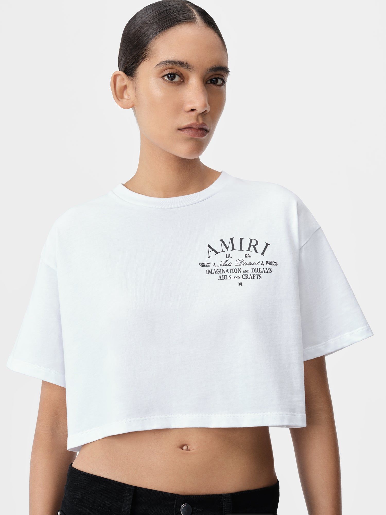 Amiri Arts District Cropped Tee Women T Shirts White | BLGDYFN-08