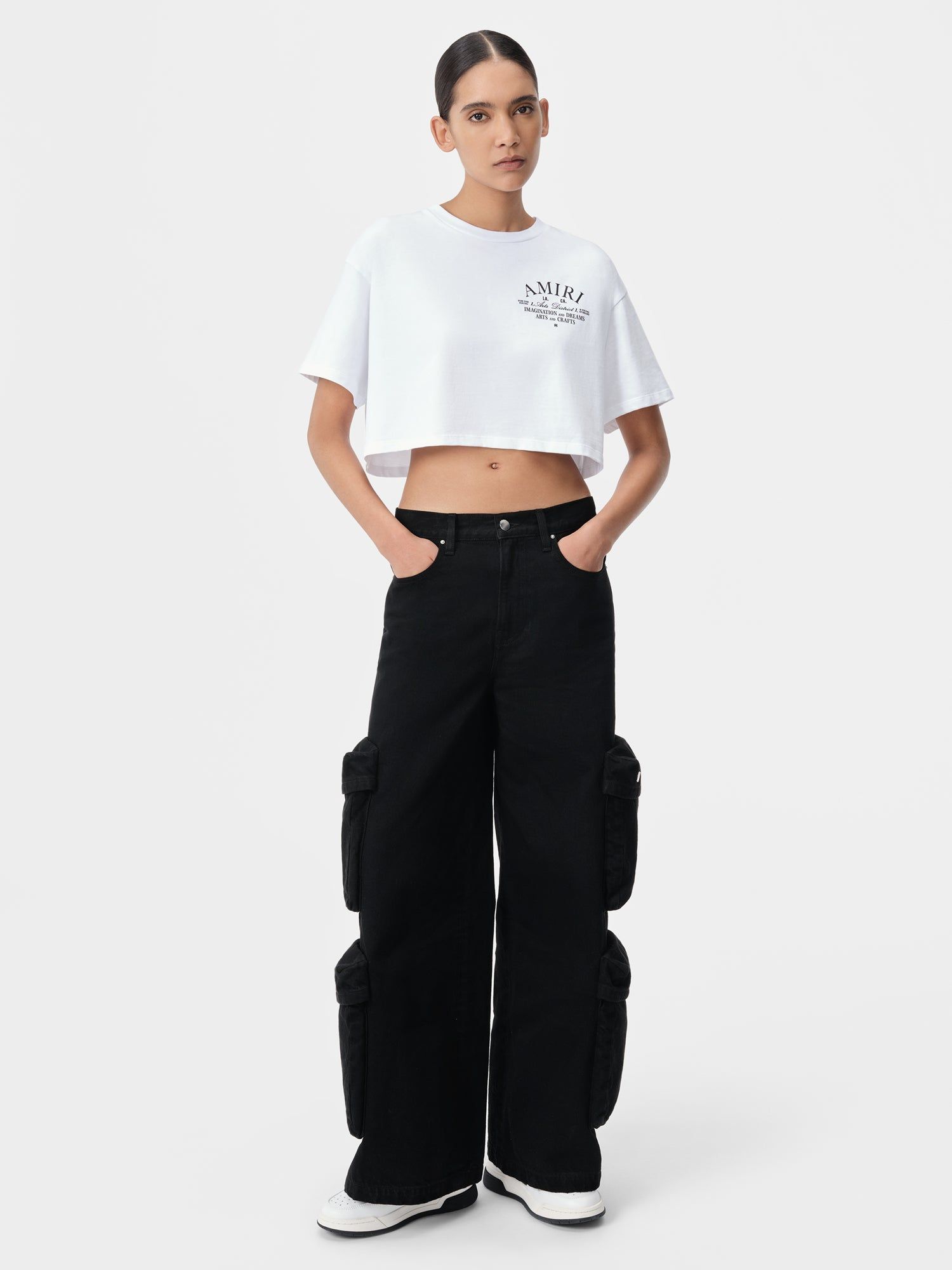 Amiri Arts District Cropped Tee Women T Shirts White | BLGDYFN-08