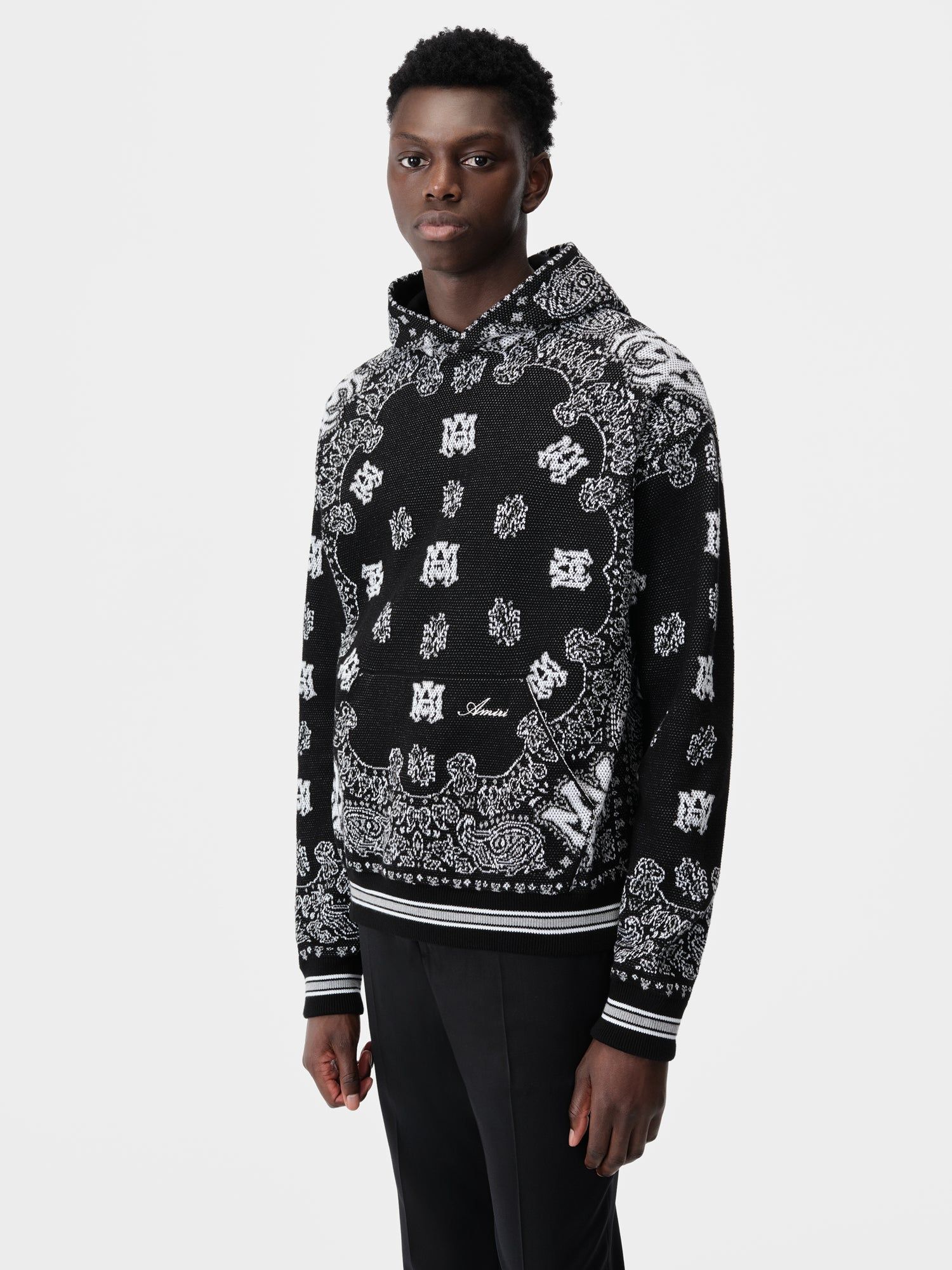 Amiri Bandana Hoodie Men Knitwear Black | RGTCVNJ-32