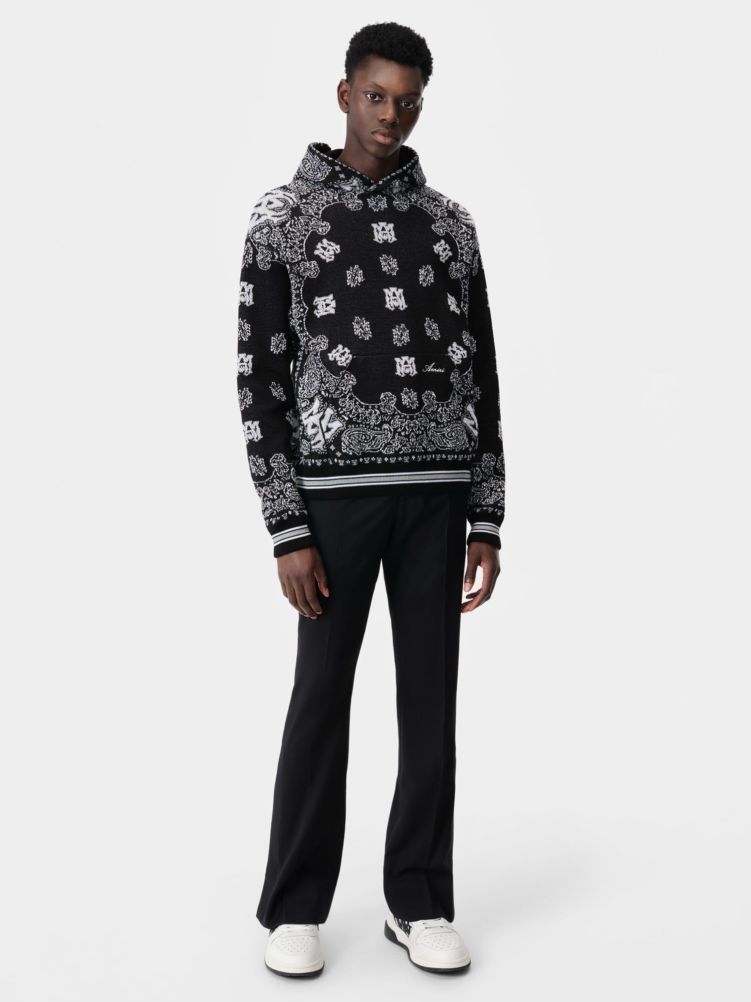 Amiri Bandana Hoodie Men Knitwear Black | RGTCVNJ-32