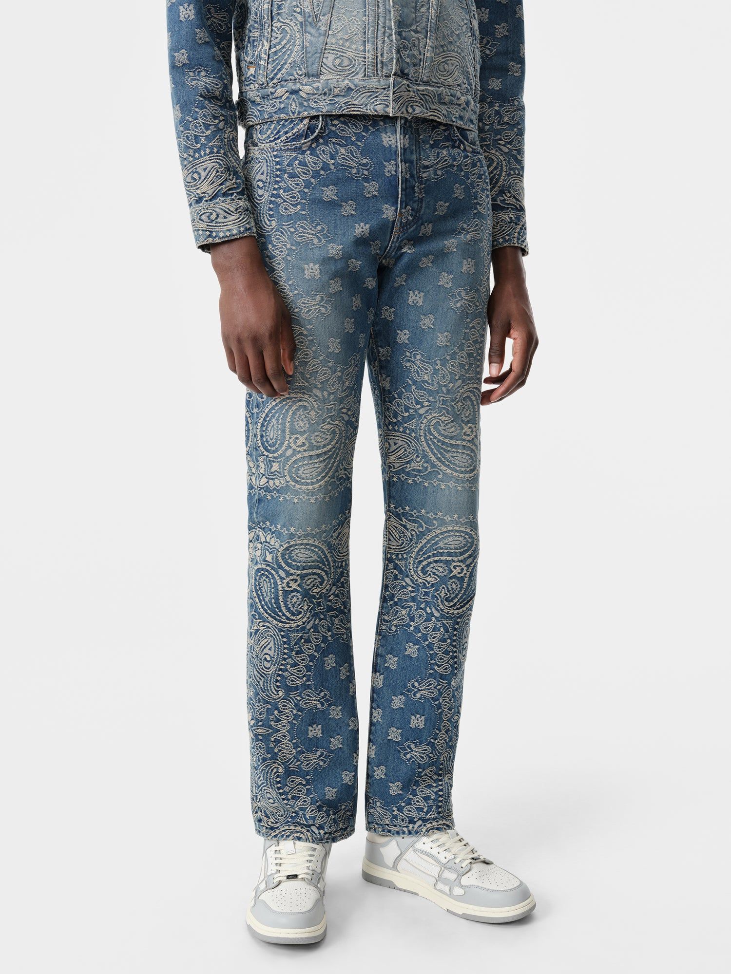 Amiri Bandana Jacquard Straight Jean Men Denim Dark Indigo | SRYUBZX-90