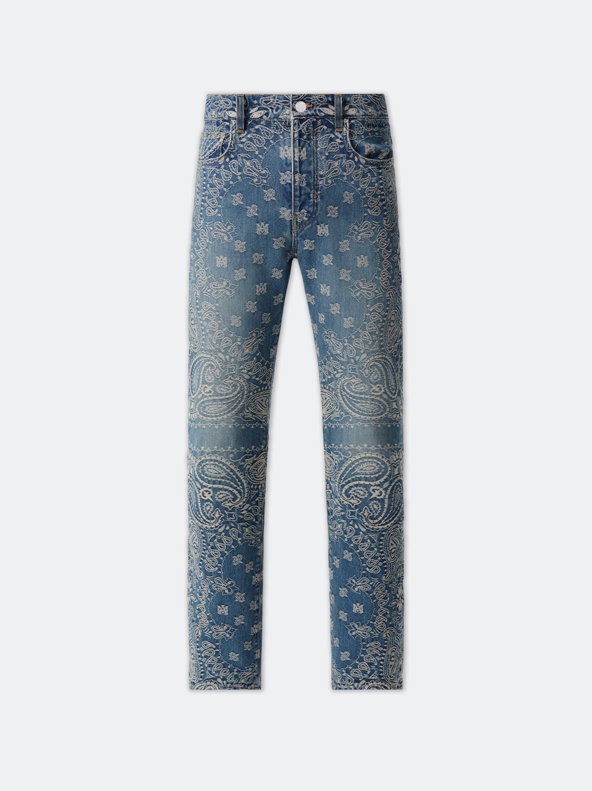 Amiri Bandana Jacquard Straight Jean Men Denim Dark Indigo | SRYUBZX-90
