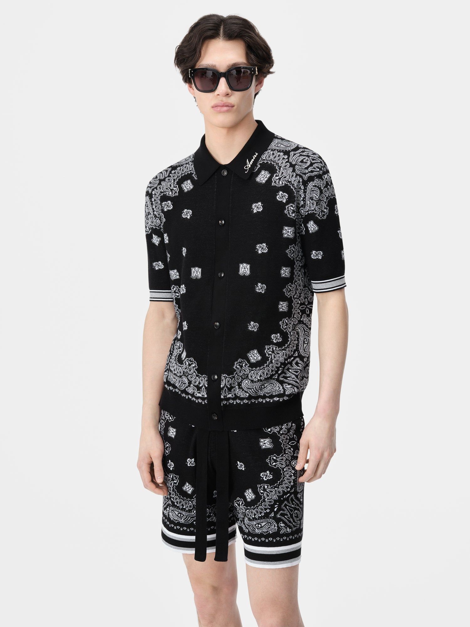 Amiri Bandana Polo Men Knitwear Black | BASQOIE-26
