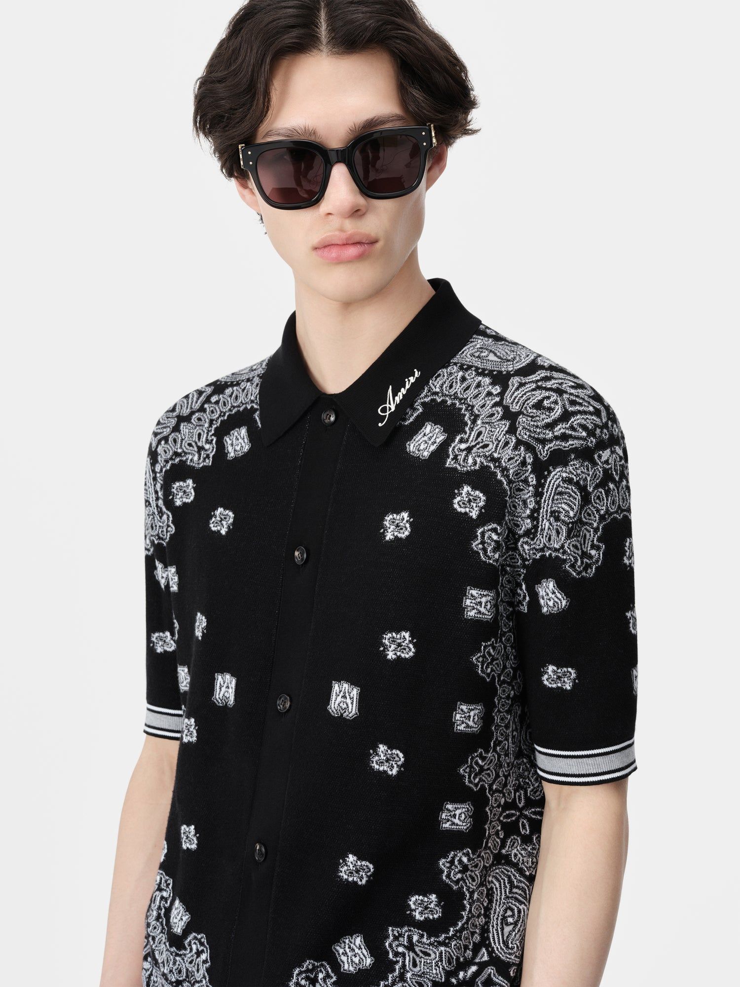 Amiri Bandana Polo Men Knitwear Black | BASQOIE-26
