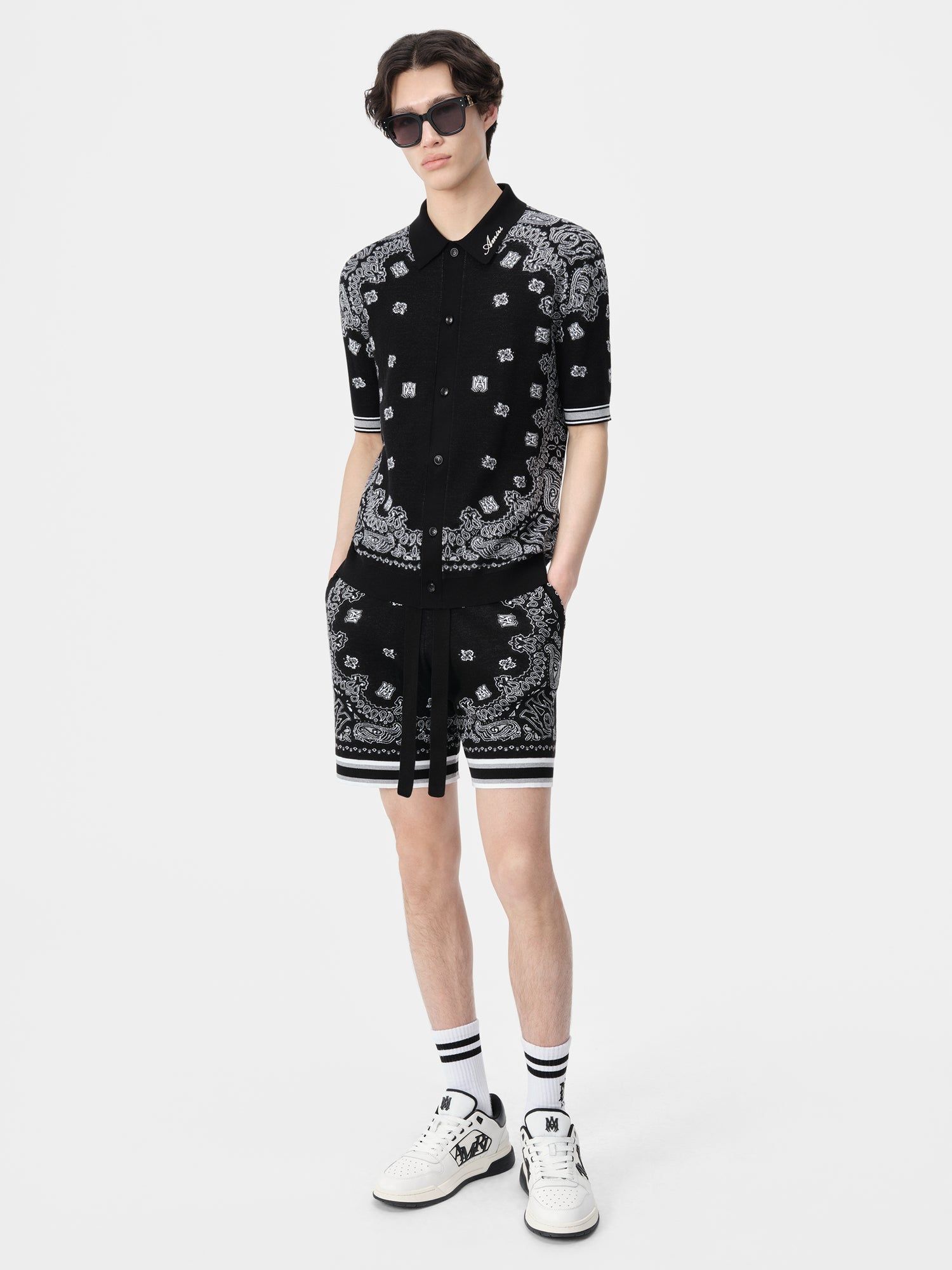 Amiri Bandana Polo Men Knitwear Black | BASQOIE-26