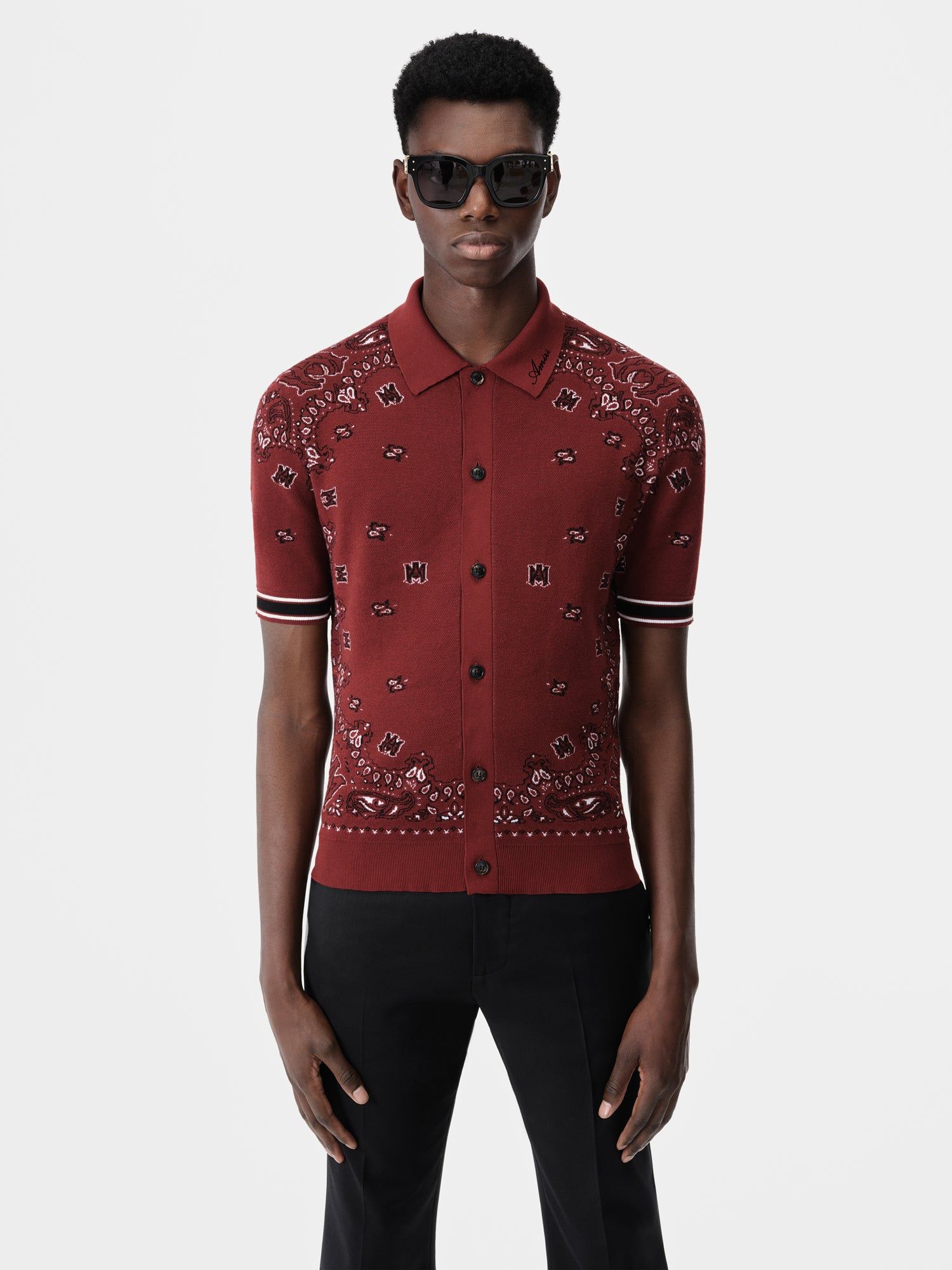 Amiri Bandana Polo Men Knitwear Red | CUWPQKA-90