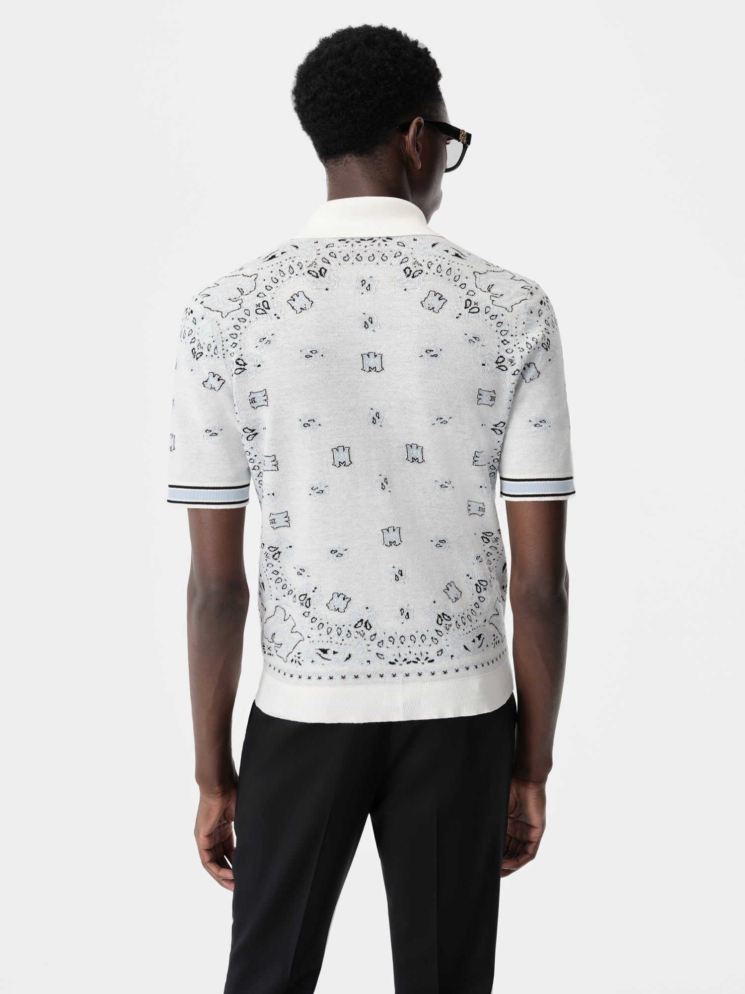 Amiri Bandana Polo Men Knitwear White Blue | UZQRGNP-03