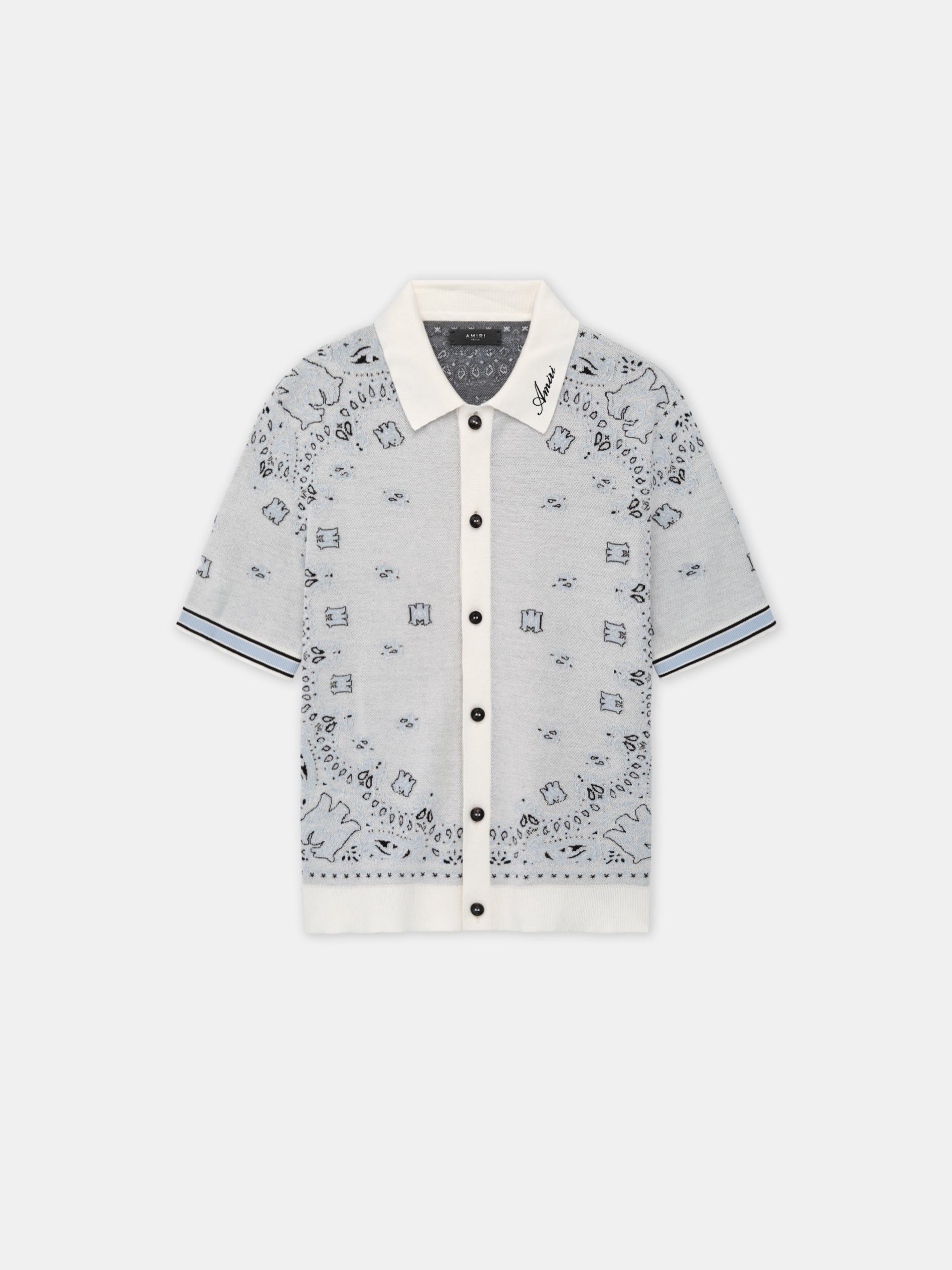 Amiri Bandana Polo Men Knitwear White Blue | UZQRGNP-03