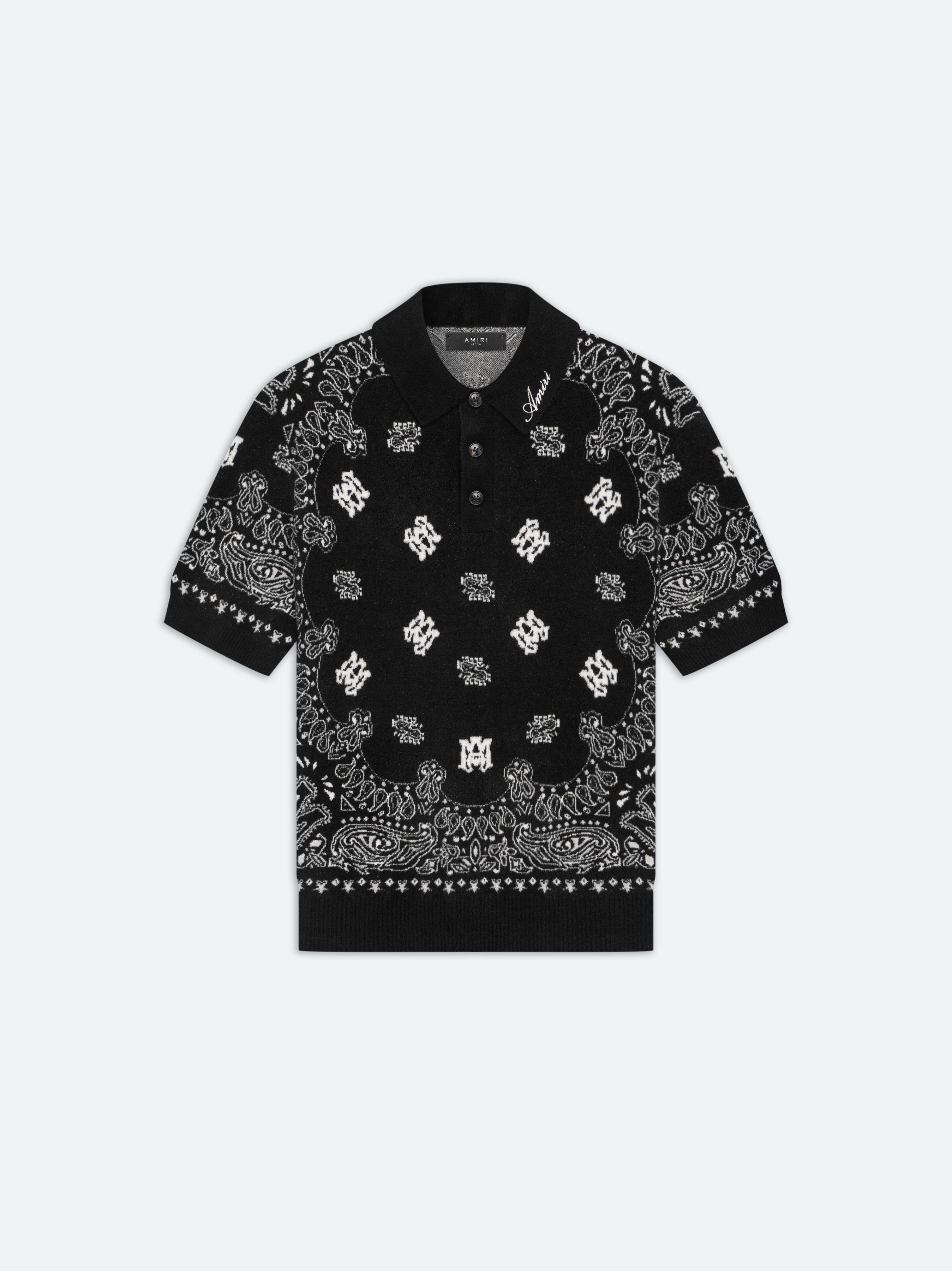 Amiri Bandana Short Sleeve Polo Men Knitwear Black | OZNLVSR-50