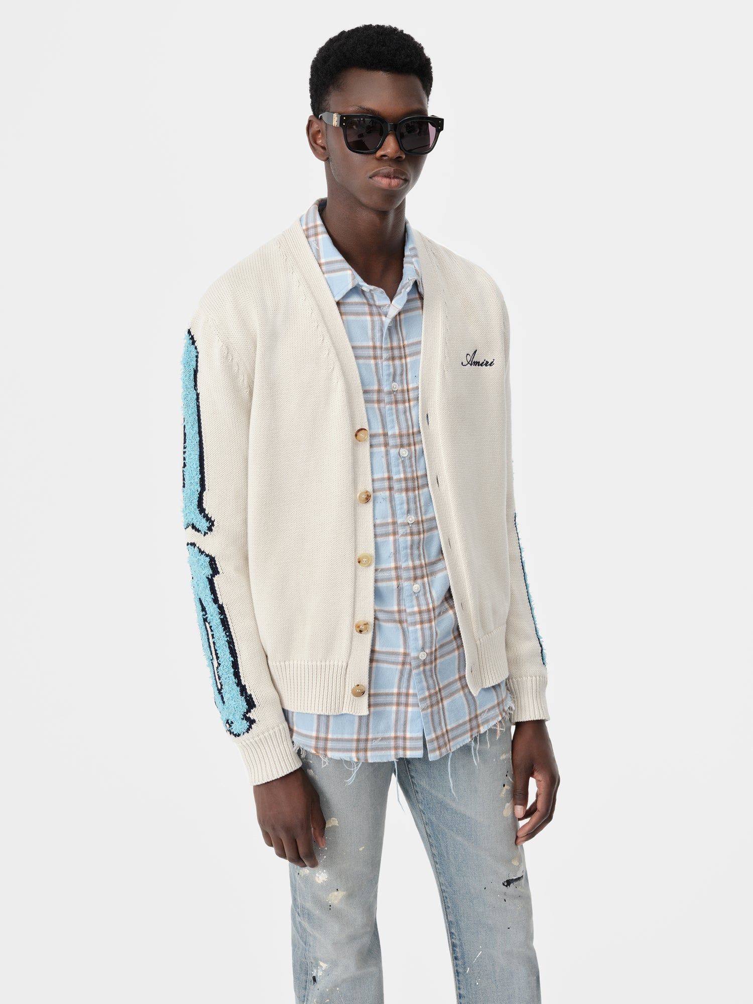 Amiri Bones Cardigan Men Knitwear Birch | DUGJQCL-14