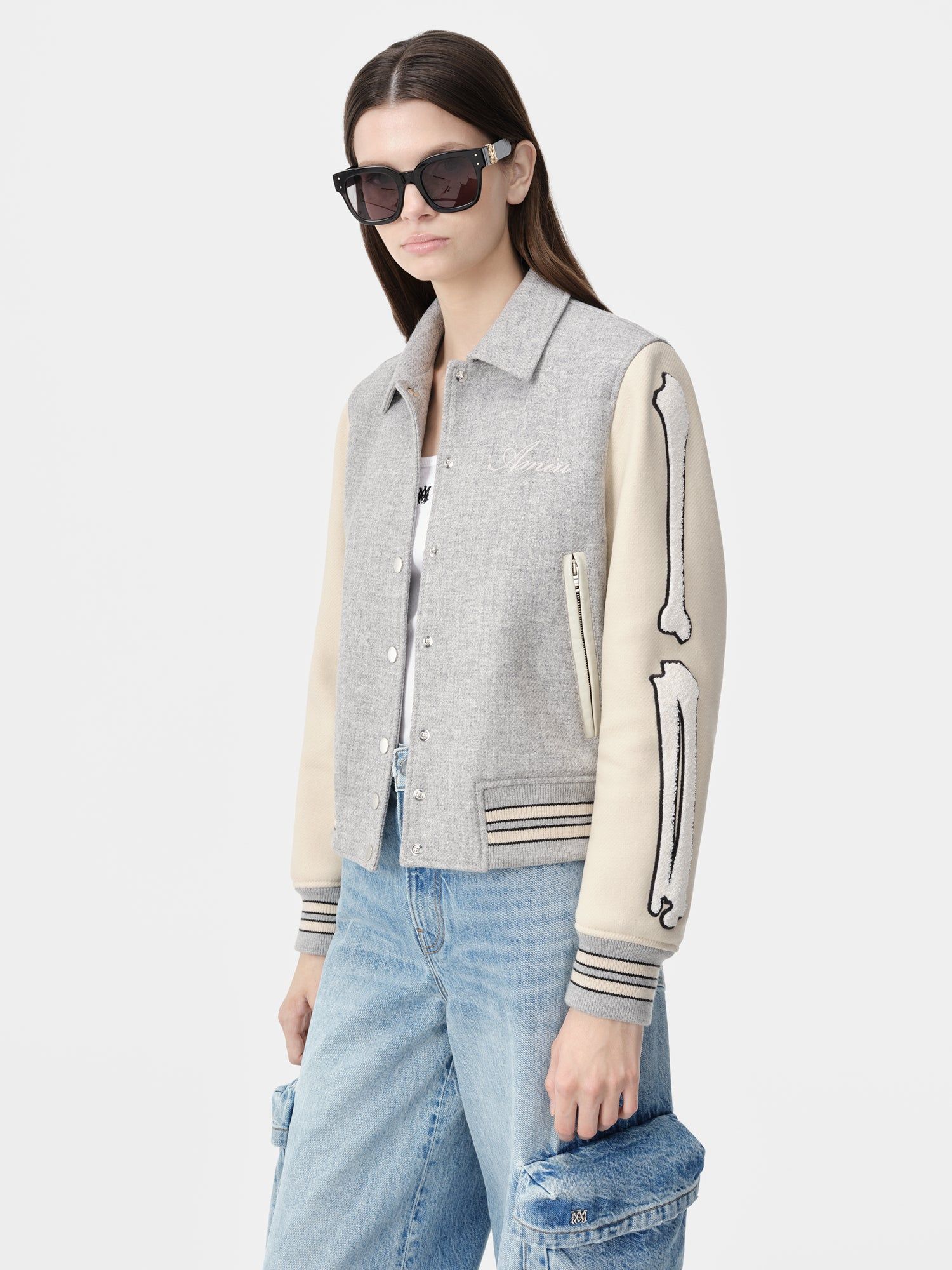 Amiri Bones Jacket Women Outerwear Grey | TKFODVQ-41