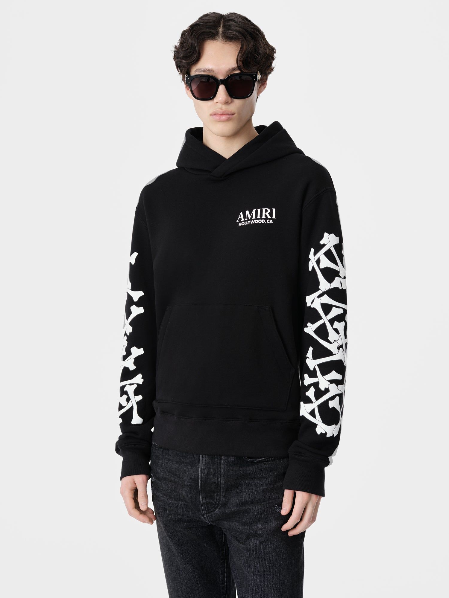 Amiri Bones Stacked Hoodie Men Sweatshirts Black | OPARIVB-61