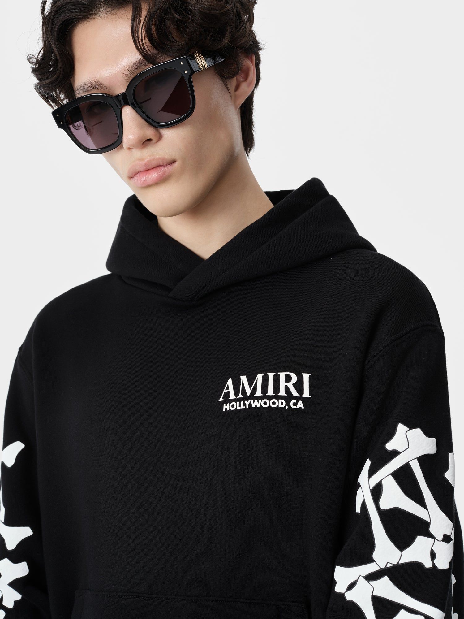 Amiri Bones Stacked Hoodie Men Sweatshirts Black | OPARIVB-61