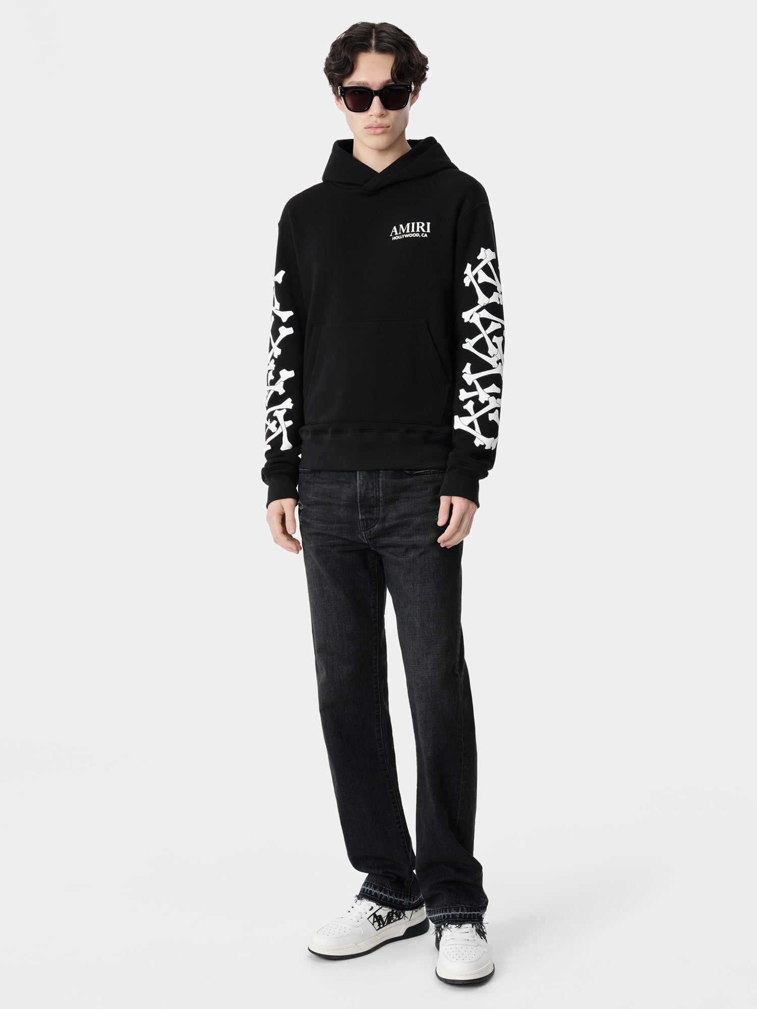 Amiri Bones Stacked Hoodie Men Sweatshirts Black | OPARIVB-61