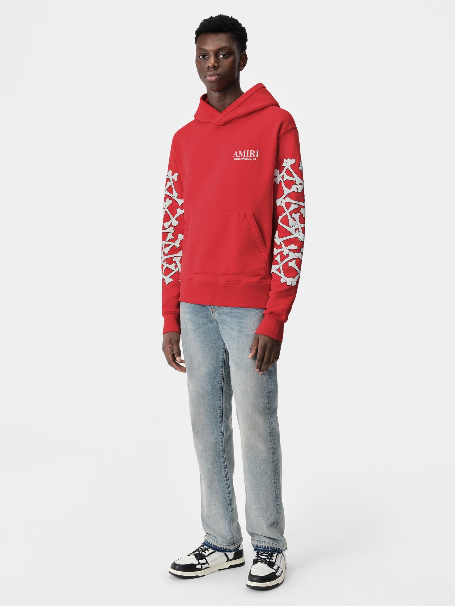 Amiri Bones Stacked Hoodie Men Sweatshirts Red | ZWMAYIP-72