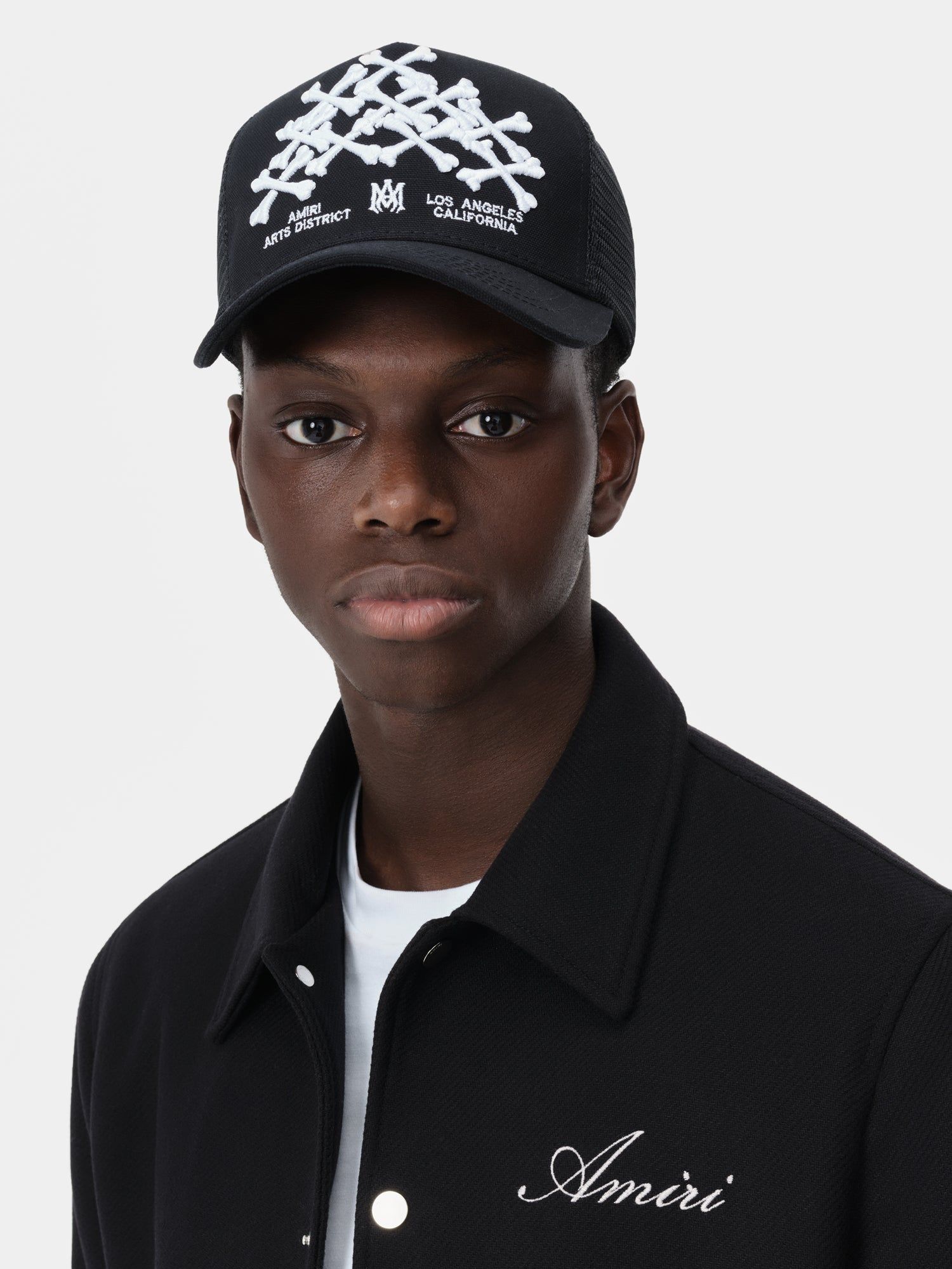 Amiri Bones Stacked Trucker Hat Men Hats Black | ZEBQCHK-45