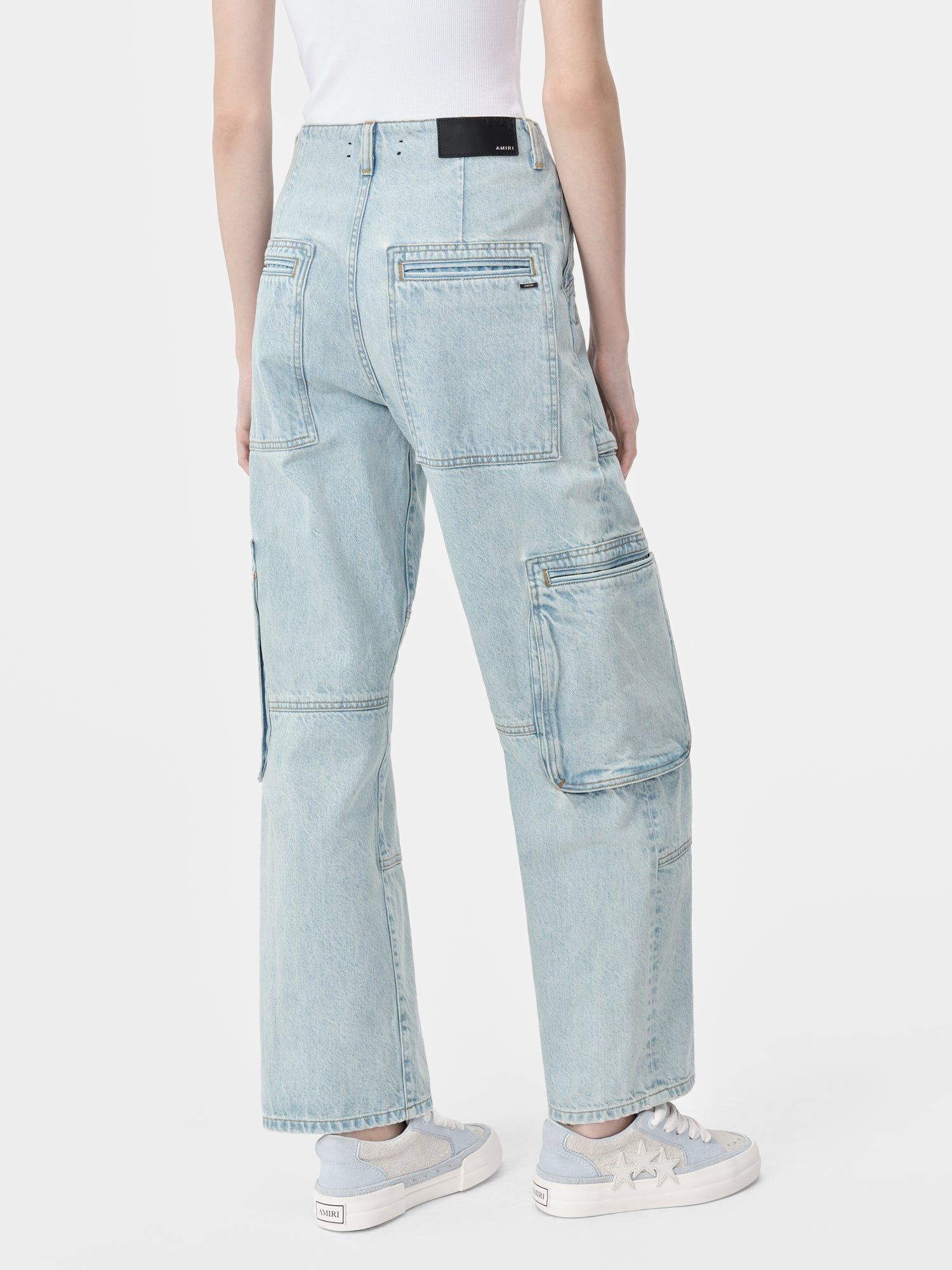 Amiri Cargo Loose Women Denim Light Indigo | IKZYSNP-80